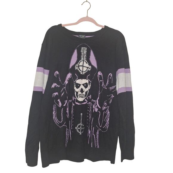 Hot Topic 2023 Purple & Black Ghost Band  Sweater Size XL Halloween Goth - Picture 5 of 7